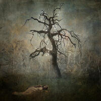 Amanda Smith-Ophelia, pigment ink on kozo, white gold leaf, cold wax